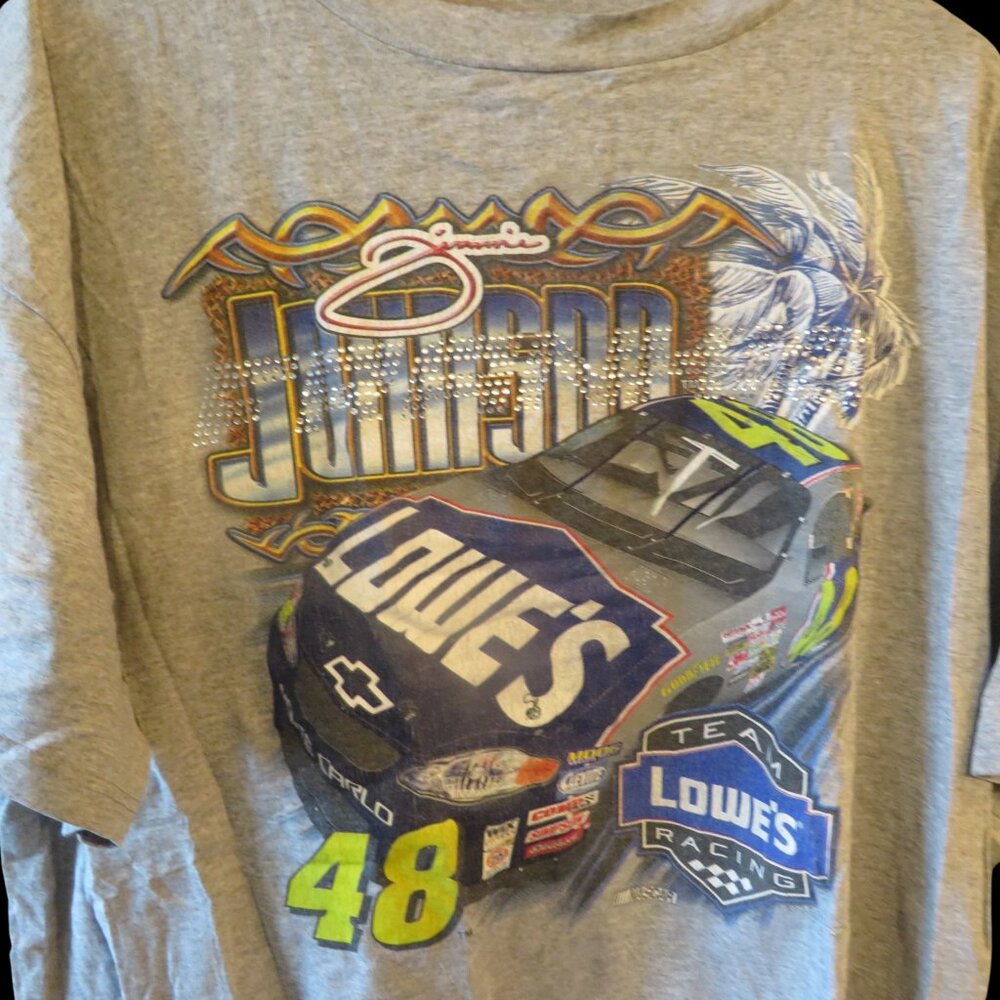 Vintage 90s Rhinestone Racing Tee - Picture 3 of 5